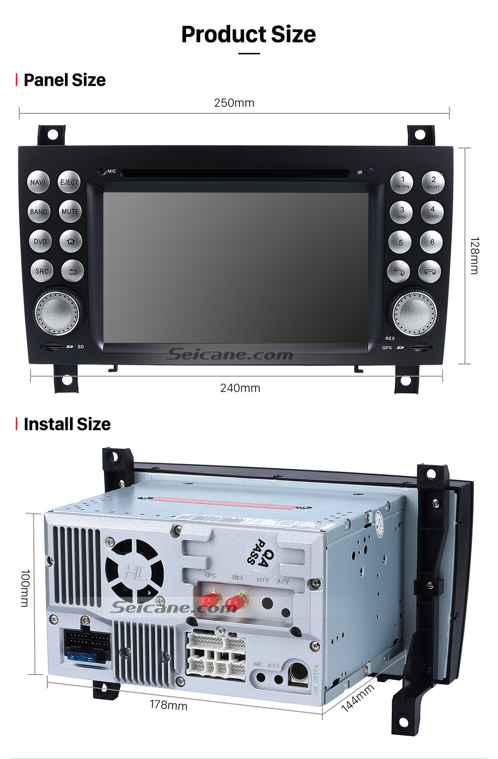 Seicane OEM Android 10.0 DVD-Player GPS-Navigationssystem für 2004-2012 Mercedes-Benz SLK W171 R171 mit HD 1080P Video Bluetooth Touchscreen Radio WiFi TV Backup Kamera Lenkradsteuerung USB SD