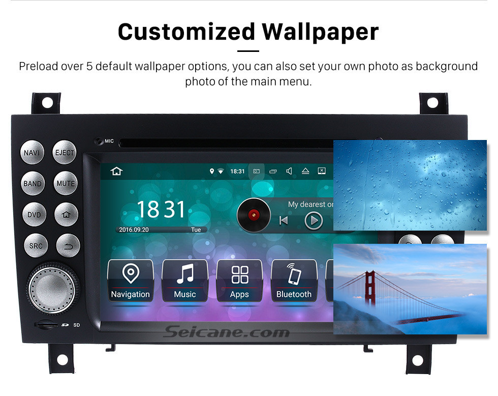 Seicane OEM Android 10.0 Reproductor de DVD Sistema de navegación GPS para 2004-2012 Mercedes-Benz SLK W171 R171 con HD 1080P Video Bluetooth Pantalla táctil Radio WiFi TV Cámara de respaldo Control del volante USB SD