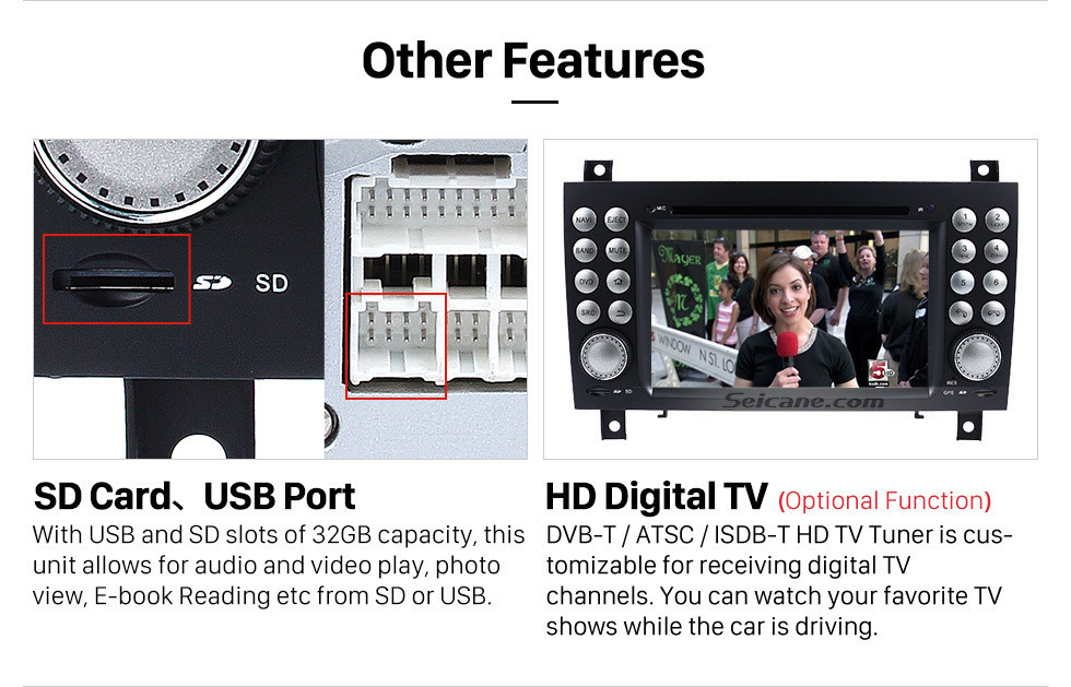 Seicane OEM Android 10.0 DVD-плеер Система GPS-навигации для 2004-2012 Mercedes-Benz SLK W171 R171 с HD 1080P видео Bluetooth с сенсорным экраном Радио WiFi ТВ Резервная камера Управление рулевым колесом USB SD