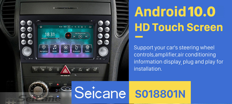 Seicane OEM Android 10.0 DVD Player Sistema de navegação GPS para 2004-2012 Mercedes-Benz SLK W171 R171 com HD 1080P Vídeo Bluetooth Touch Screen Rádio WiFi TV Backup Câmera controle de volante USB SD