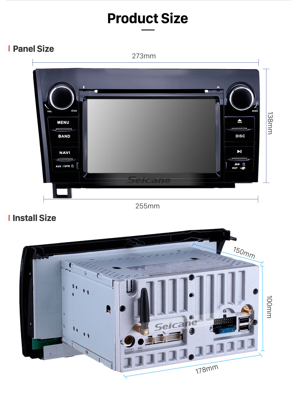 Seicane Radio de navigation GPS à écran tactile Android 8.1 de 7 pouces pour Toyota Sequoia / Toundra 2006-2013 2008-2015 avec prise en charge de Bluetooth WIFI Carplay SWC TPMS