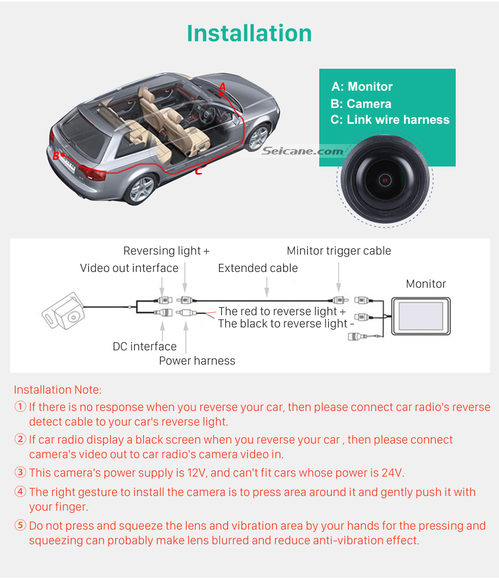 Installation Seicane HD Car Rearview Camera for aftermarket radio Installation Seicane HD Car Rearview Camera for aftermarket radio