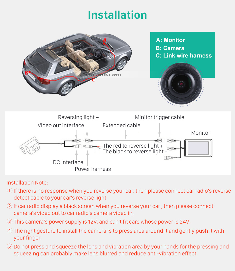 Seicane Seicane HD Car Rückfahrkamera für Aftermarket-Radio Seicane Seicane HD Car Rückfahrkamera für Aftermarket-Radio