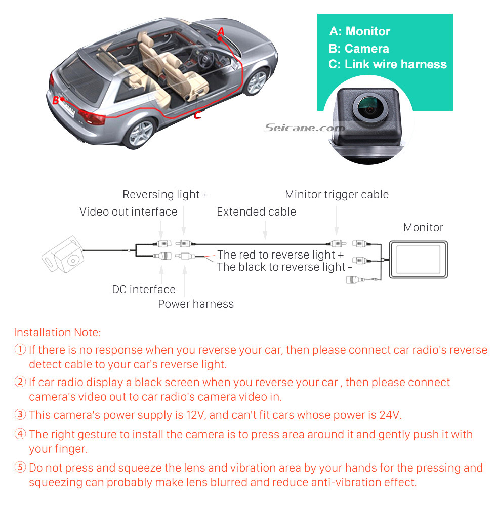 Seicane HD Wired Car Parking Backup Reversing Camera for 2012-2013 NEW Ford Focus two boxes three boxes Waterproof four-color ruler and LR logo Night Vision free shipping Seicane HD Wired Car Parking Backup Reversing Camera for 2012-2013 NEW Ford Focus two boxes three boxes Waterproof four-color ruler and LR logo Night Vision free shipping