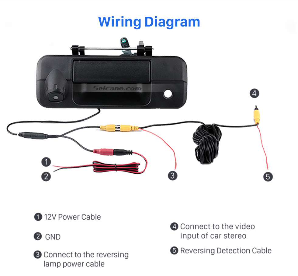 Seicane SONY CCD 600 Lines For 2007-2015 TOYOTA Tundra Tacoma Backup Camera with Black TailgateWired Waterproof Car Parking Night Vision