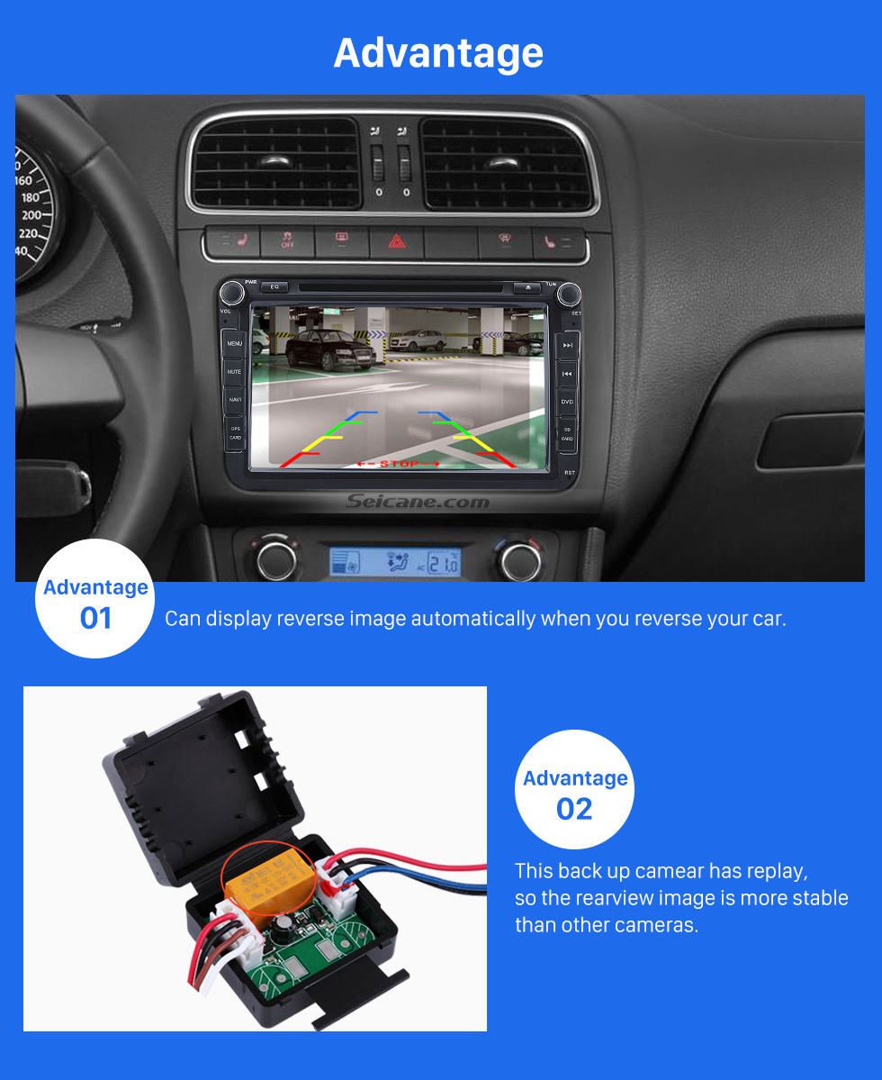 Seicane Sony CCD Universal HD Car Rearview caméra de stationnement de moniteur pour Dash Stéréo Radio étanche