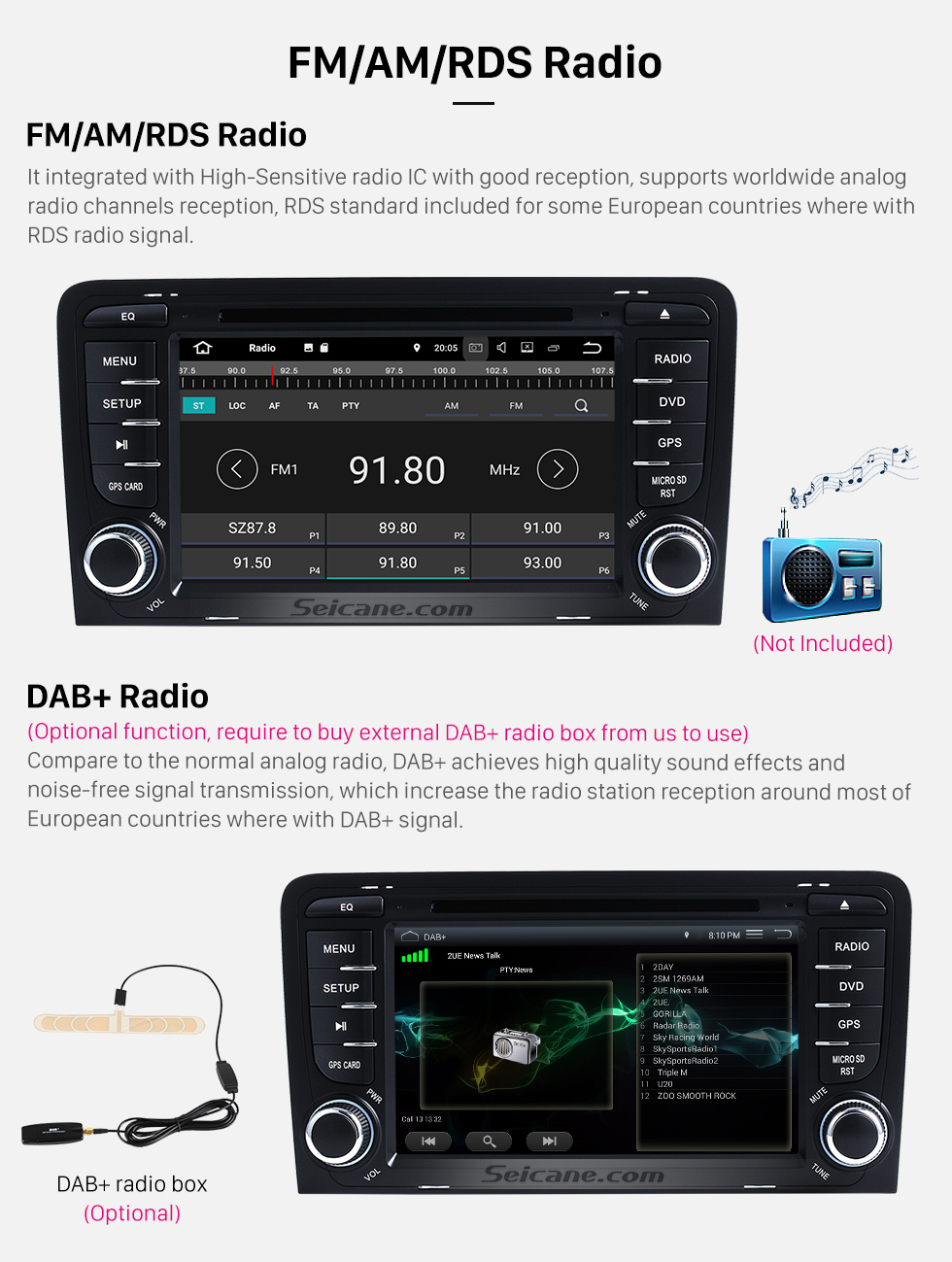Seicane Seicane S127683 16G 2003-2011 Audi A3 Android 7.1.1 Автомобиль Радио навигация Aftermarket стерео с Четырехъядерные процессоры CPU AM FM Radio Зеркало Ссылка OBD2 3G WiFi Bluetooth DVD HD 1024*600 Мульти-сенсорный экран Auto A/V HD 1080P видео Seicane Seicane S127683 16G 2003-2011 Audi A3 Android 7.1.1 Автомобиль Радио навигация Aftermarket стерео с Четырехъядерные процессоры CPU AM FM Radio Зеркало Ссылка OBD2 3G WiFi Bluetooth DVD HD 1024*600 Мульти-сенсорный экран Auto A/V HD 1080P видео