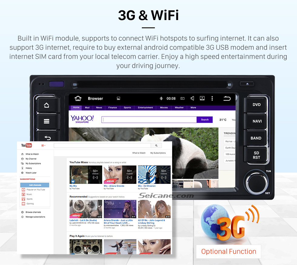 Seicane Android 6.0 Aftermarket Car Radio GPS Navigation System for 2001-2008 TOYOTA RAV4 with DVD Player Bluetooth WiFi Mirror Link Steering Wheel Control 1080P Video Seicane Android 6.0 Aftermarket Car Radio GPS Navigation System for 2001-2008 TOYOTA RAV4 with DVD Player Bluetooth WiFi Mirror Link Steering Wheel Control 1080P Video