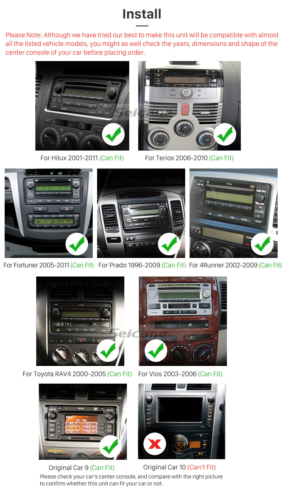 Seicane Android 6.0 Aftermarket Car Radio GPS Navigation System for 2001-2008 TOYOTA RAV4 with DVD Player Bluetooth WiFi Mirror Link Steering Wheel Control 1080P Video Seicane Android 6.0 Aftermarket Car Radio GPS Navigation System for 2001-2008 TOYOTA RAV4 with DVD Player Bluetooth WiFi Mirror Link Steering Wheel Control 1080P Video