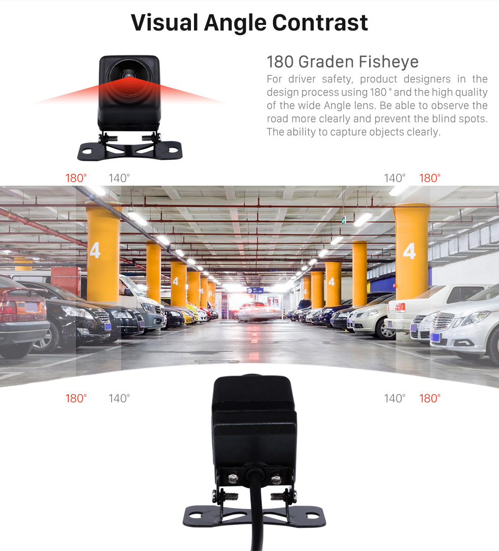 Seicane 180 Degree Graden Fisheye Waterproof HD High Definition Reverse Sensor Backup Rearview Camera Parking