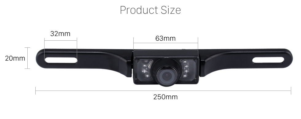 Product Size Seicane Wire Rearview Kamera für Aftermarket Autoradio