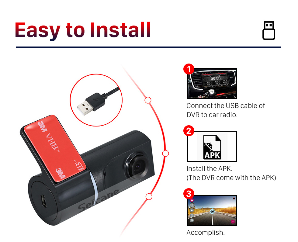 Seicane Seicane HD USB DVR Camera Запись видео с поддержкой Android автомобильного DVD