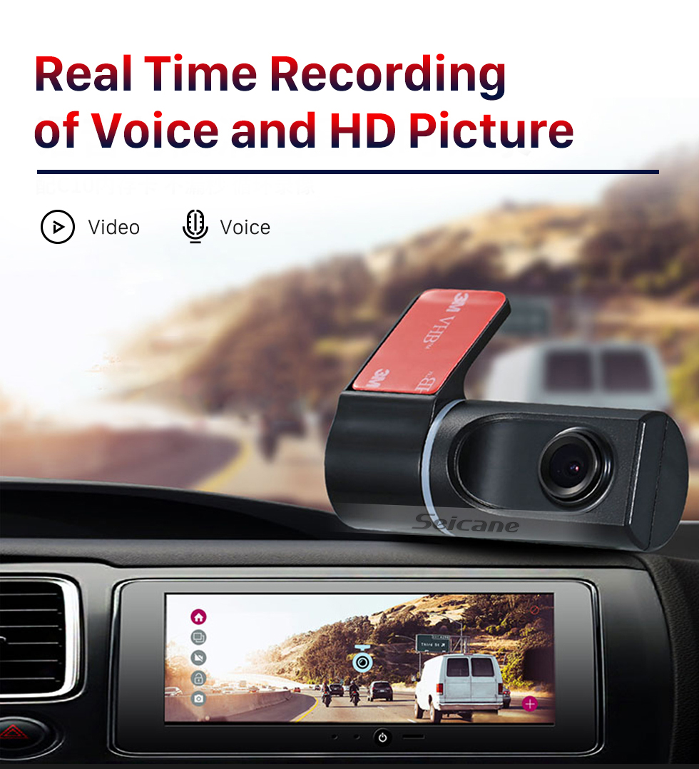 Seicane Cámara Seicane HD USB DVR Grabación de video con soporte para el DVD del automóvil Android