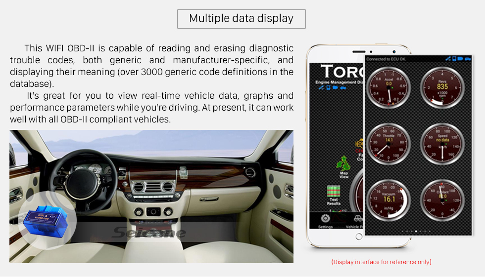 Seicane Seicane High Quality WIFI OBD2 / OBDII Auto Diagnostic Scanner WIFI Diagnostic Tool for Android car stereo GPS navigation system Seicane Seicane High Quality WIFI OBD2 / OBDII Auto Diagnostic Scanner WIFI Diagnostic Tool for Android car stereo GPS navigation system