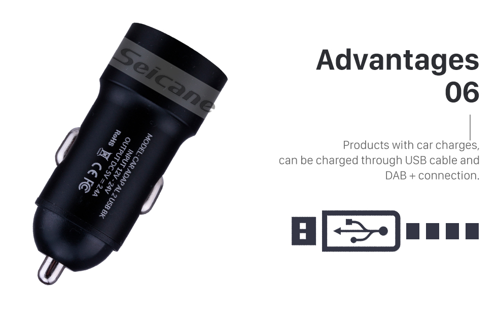 Seicane Adaptador de música USB / TF manos libres para receptor de música Bluetooth DAB / DAB + para el automóvil con pantalla TFT-LCD de 2,8 pulgadas en color verdadero