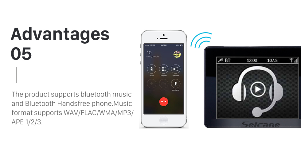 Seicane Adaptador de música USB / TF / DAB + receptor Bluetooth para música no carro com tela TFT-LCD de 2,8 polegadas e cores reais