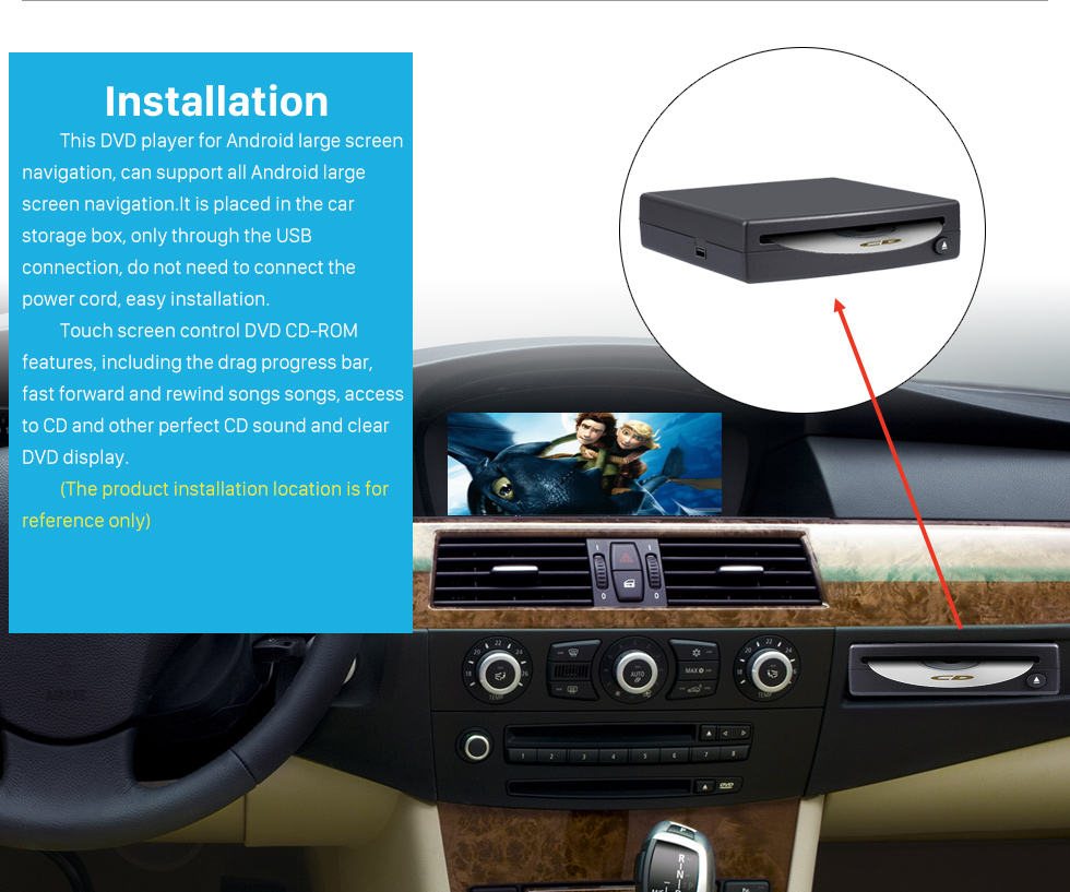 Seicane HD Universal 1 din DVD Player for Android car radio with USB connection