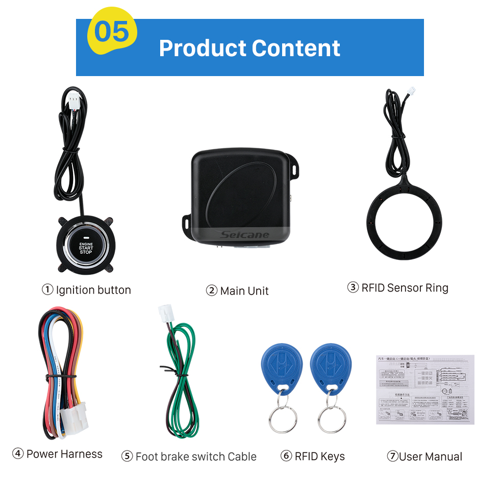 Seicane Universal Dormant Lock Sistema de controle remoto com sistema com um botão Start Stop Anti-theft Car Alarm system Seicane Universal Dormant Lock Sistema de controle remoto com sistema com um botão Start Stop Anti-theft Car Alarm system