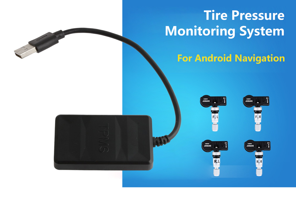 Seicane Portable Car USB TPMS avec 4 capteurs internes pour Aftermarket Android radio Surveillance de la pression des pneus Système d'alarme automatique