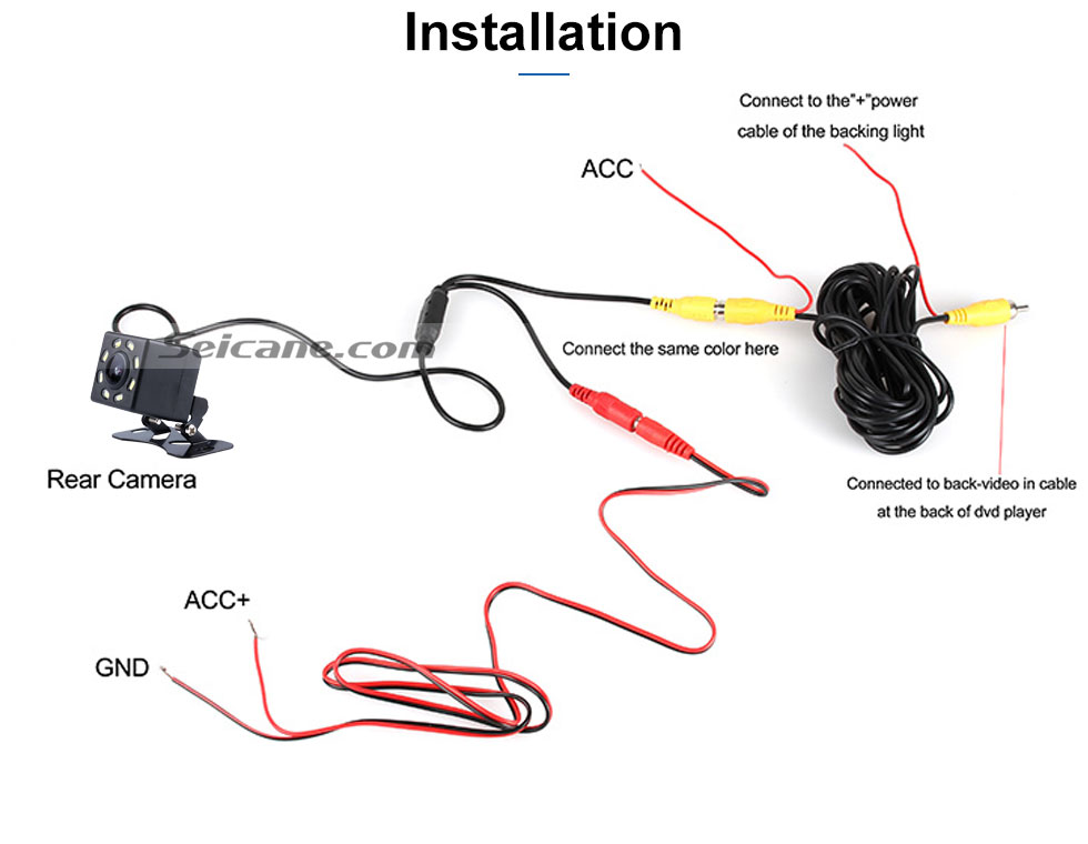 Seicane HD Car Rearview Camera Reverse Parking Backup Monitor Kit CCD CMOS with 8 LED