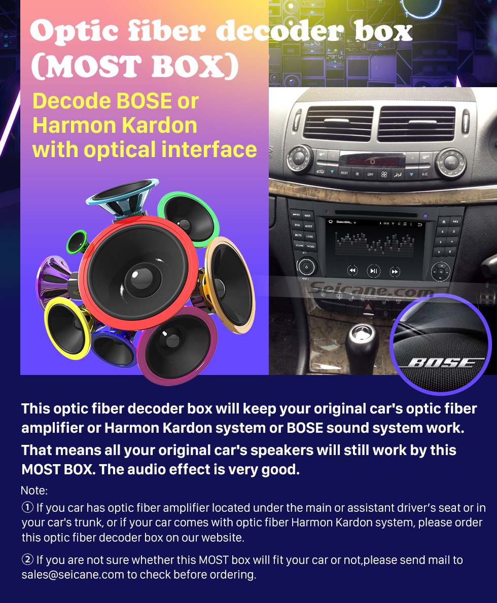 Seicane 2001-2008 Mercedes-Benz G-Class W463 G550 G500 G400 G320 G270 G55 Car Optical Fiber Decoder Most Box Bose Harmon Kardon Audio Converter Optic Interface Seicane 2001-2008 Mercedes-Benz G-Class W463 G550 G500 G400 G320 G270 G55 Car Optical Fiber Decoder Most Box Bose Harmon Kardon Audio Converter Optic Interface