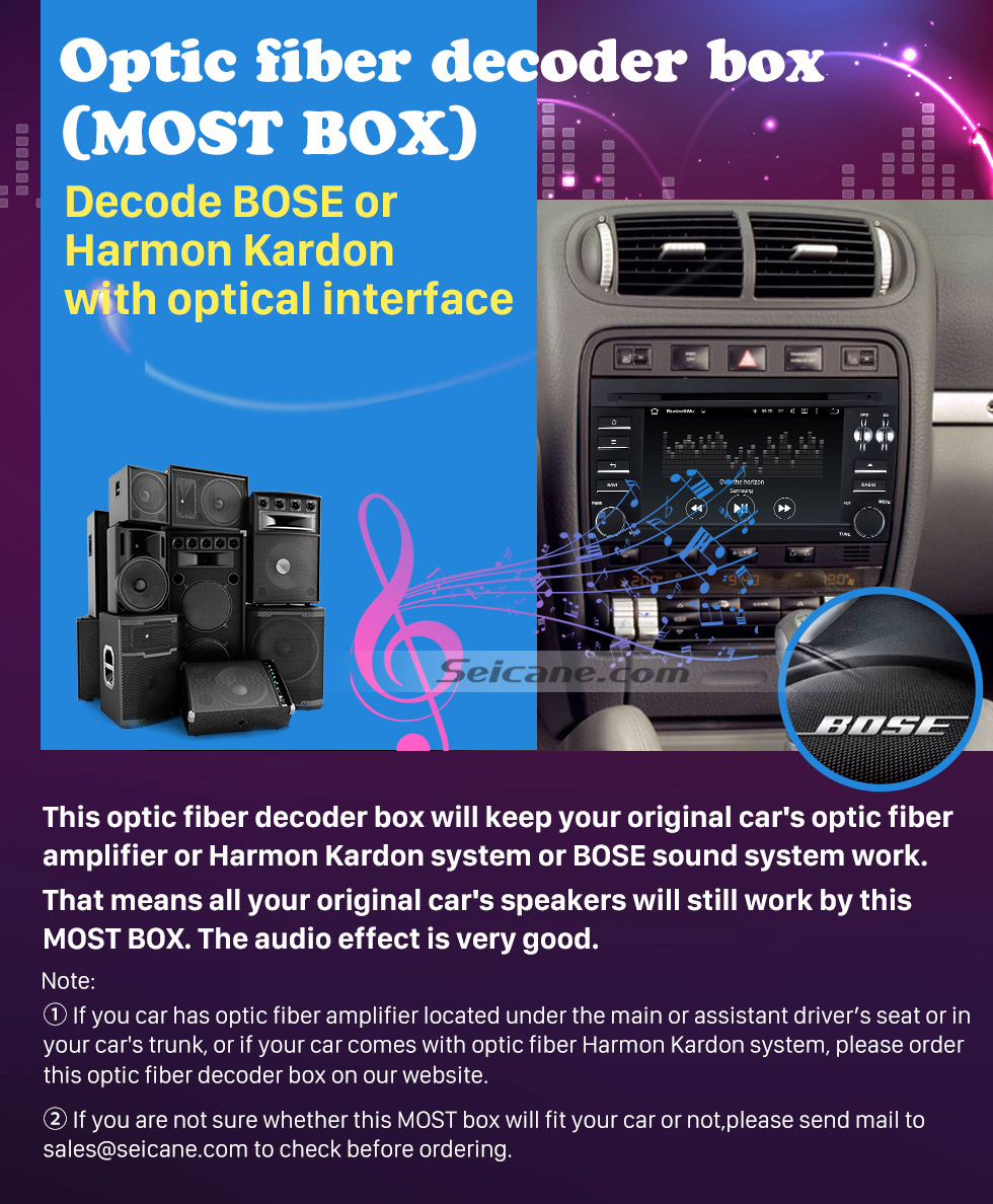 Seicane 2003-2012 Porsche Cayenne Car fibre optique Amplificateur audio Décodeur La plupart Box Bose Harmon Kardon numérique optique Interface Converter Seicane 2003-2012 Porsche Cayenne Car fibre optique Amplificateur audio Décodeur La plupart Box Bose Harmon Kardon numérique optique Interface Converter