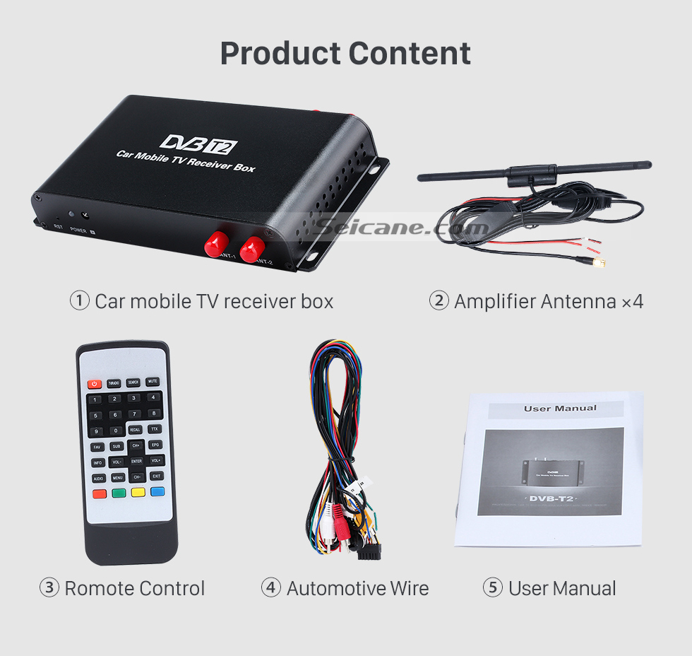 Seicane Seicane HDMI 1080P DVB-T2 4 Tuner Digital TV Receiver TV BOX For CAR DVD player Seicane Seicane HDMI 1080P DVB-T2 4 Tuner Digital TV Receiver TV BOX For CAR DVD player