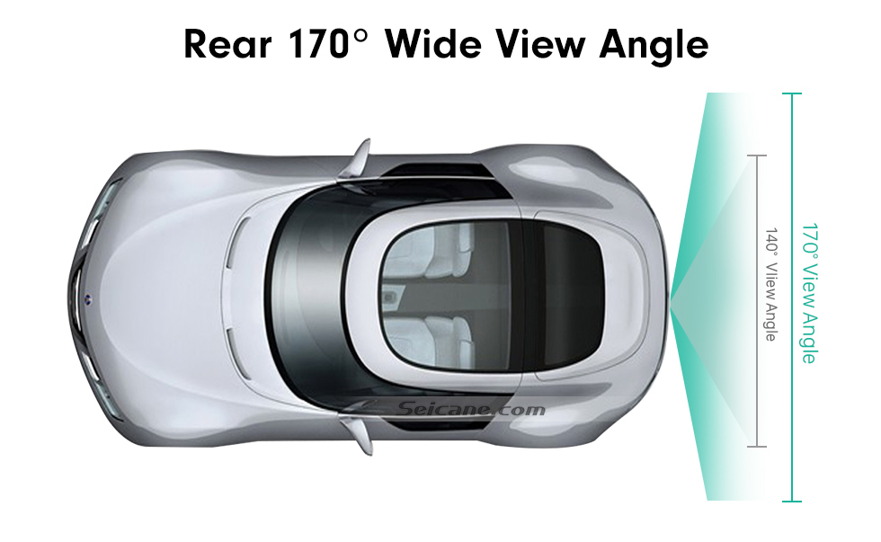 Seicane Sistema de assistência ao estacionamento para carro 170 graus de alta definição CCD grande angular HD backup câmera reversa com visão noturna impermeável