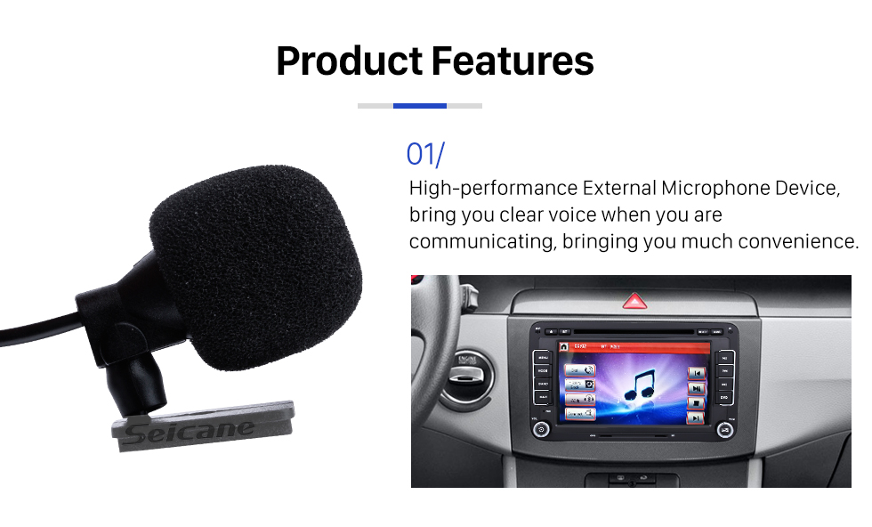 Seicane Universal Car Microphone Portable External Microphone Professional Speaker for Car Radio Car DVD Player 3.5mm 50 Hz-20 kHz