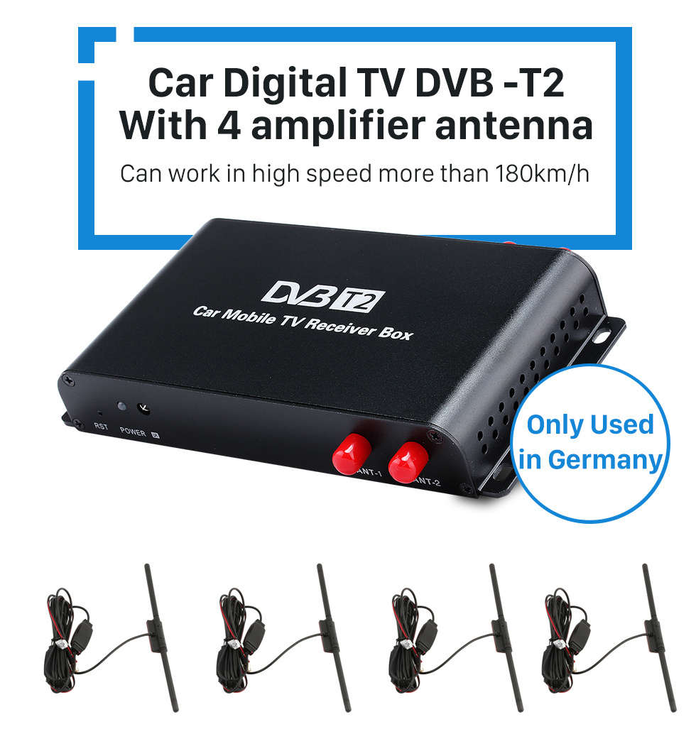 Seicane Car Digital TV DVB-T2 H.265 Video Receiver TV BOX For Germany Region Car DVD Player with 1080P HDMI Interface 4 Amplifier Antenna Tuner