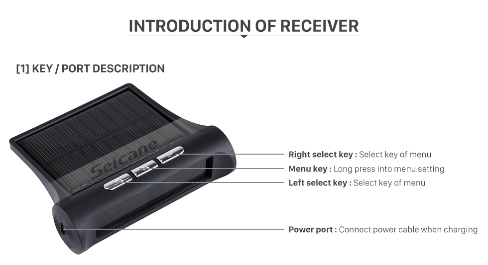 Seicane New TPMS Solar Power Car Wireless External Tire Pressure Monitoring System LCD Display with 4 External Sensors Seicane New TPMS Solar Power Car Wireless External Tire Pressure Monitoring System LCD Display with 4 External Sensors