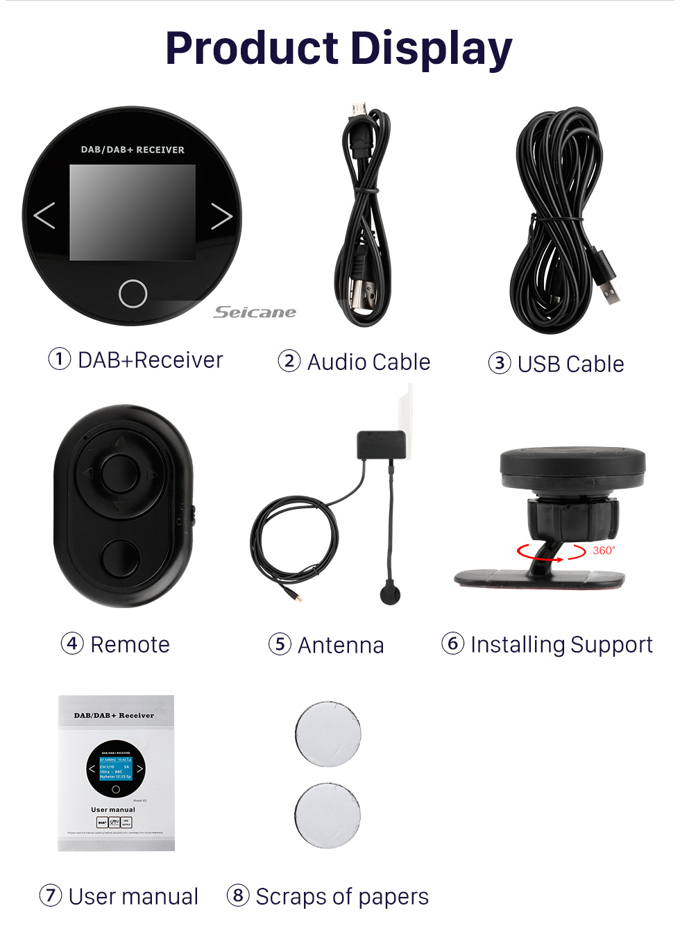 Seicane High Quality Car Digital Radio DAB+ Audio Receiver Radio Tuner with USB Interface RDS Function