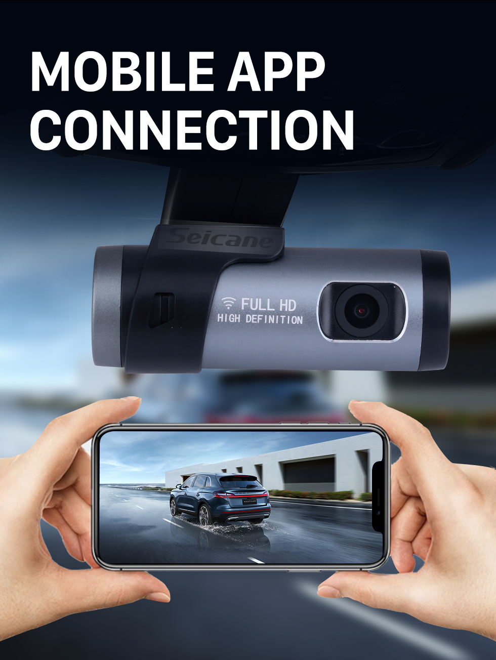 Seicane HD 1920x1080P Caméra de voiture Contrôle vocal Enregistreur Wifi Caméra DVR Enregistrement Angle de 140 degrés Seicane HD 1920x1080P Caméra de voiture Contrôle vocal Enregistreur Wifi Caméra DVR Enregistrement Angle de 140 degrés