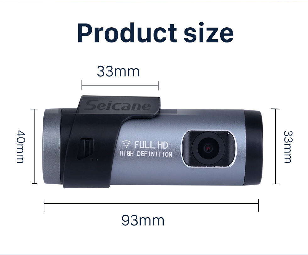 Seicane HD 1920x1080P Caméra de voiture Contrôle vocal Enregistreur Wifi Caméra DVR Enregistrement Angle de 140 degrés