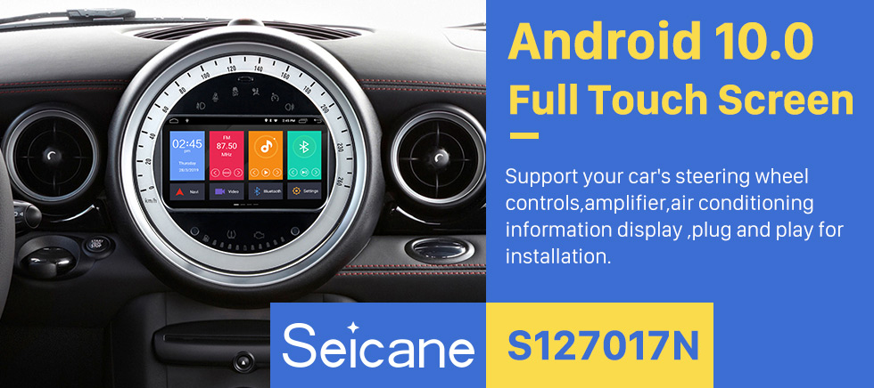 Seicane Android 10.0 Car GPS Navigation DVD Player For 2006-2013 BMW Mini Cooper With Radio Bluetooth 1080P Video USB SD Rearview Camera TV DVR 