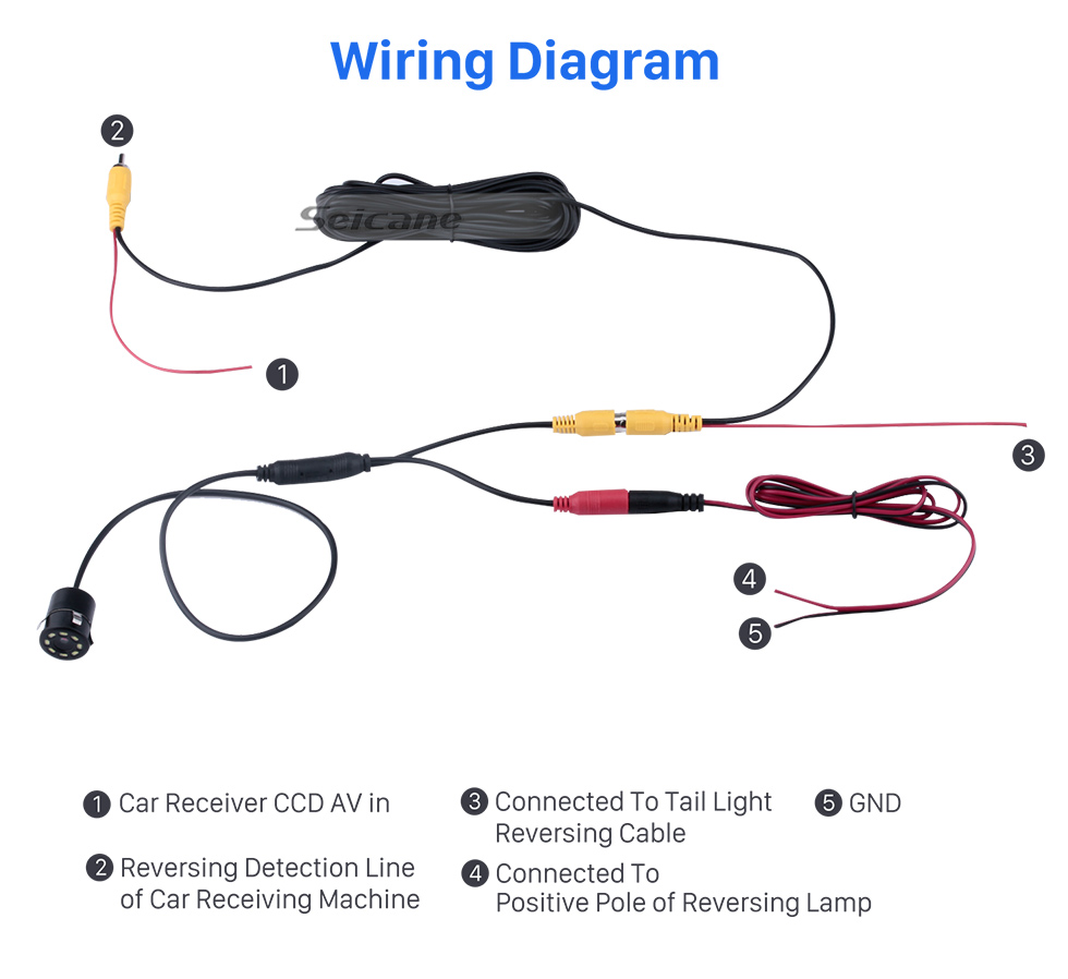 Seicane HD Car Rearview Camera with 8 LED Reverse Parking Backup Monitor Kit CCD CMOS