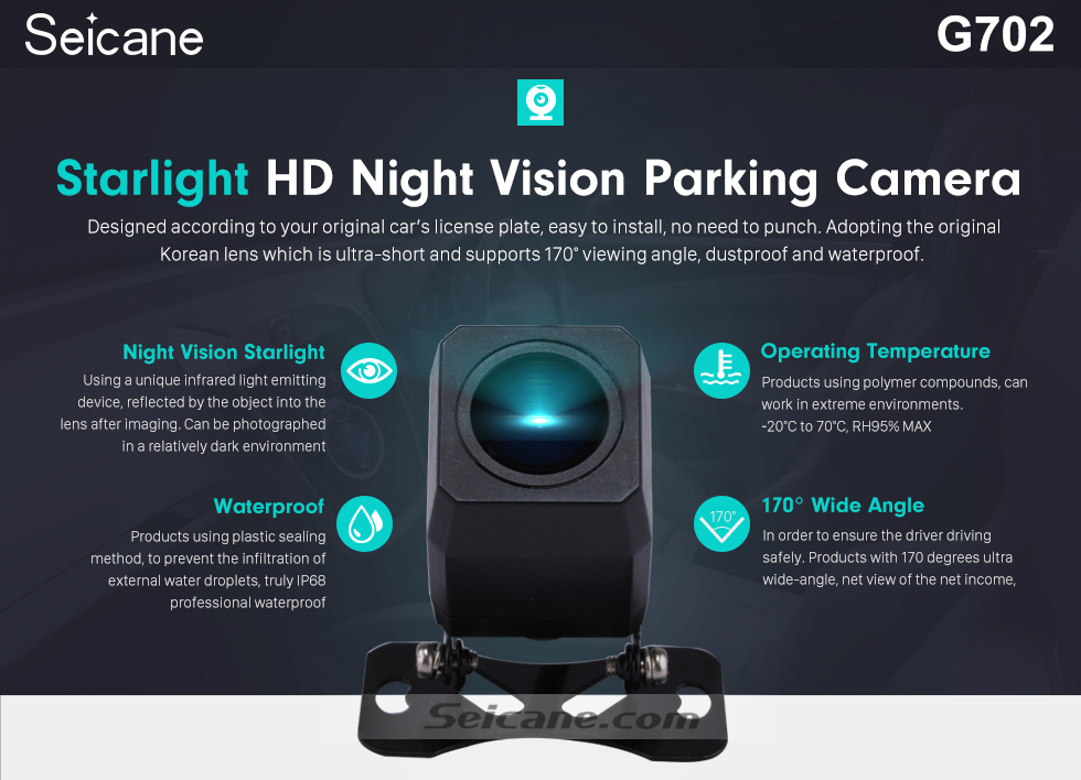 Seicane 170 Degree Wide Angle Starlight HD Night Vision Rearview Camera Waterproof Parking Assistance system for Car Radio Big Screen Seicane 170 Degree Wide Angle Starlight HD Night Vision Rearview Camera Waterproof Parking Assistance system for Car Radio Big Screen