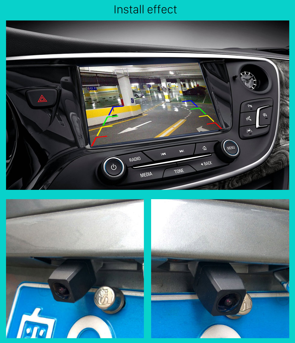 Install effect 170 Degree Wide Angle Starlight HD Night Vision Rearview Camera Waterproof Parking Assistance system for Car Radio Big Screen