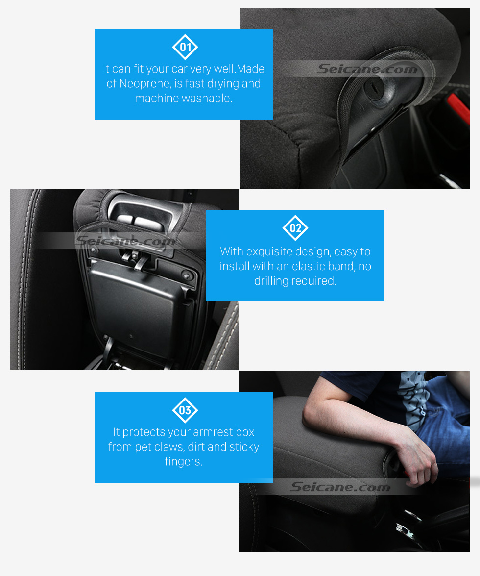 Seicane Car Inner Center Console Soft Pad Slip-On Armrest Box Cover para 2007-2015 Jeep Wrangler Seicane Car Inner Center Console Soft Pad Slip-On Armrest Box Cover para 2007-2015 Jeep Wrangler