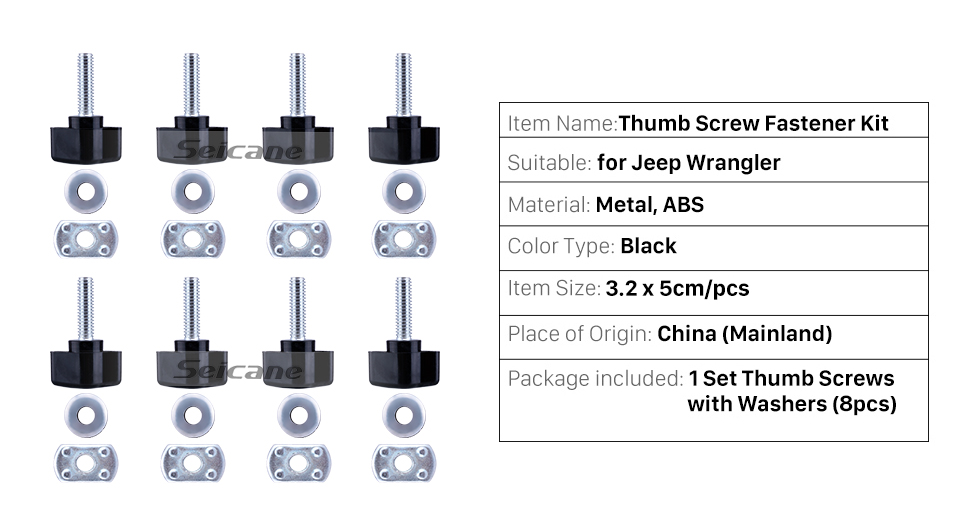 Seicane Carros de techo de techo tornillos kit de tuerca de fijación para 2007-2016 Jeep Wrangler duro de instalación de remoción rápida rápida 6pcs