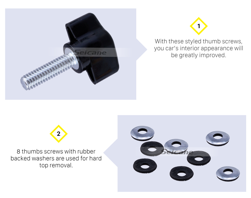 Seicane Комплект для гайки крепления крепежных винтов для крыши автомобиля на 2007-2016 гг. Jeep Wrangler Hard Top Quick Removal Installation 6шт.