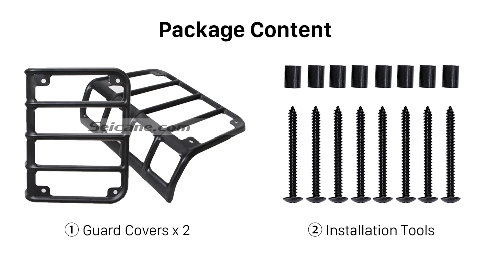 Seicane 2pcs Metall hinterer Endstück-Licht-Lampen-Schutz-Abdeckungs-Schutz für 2007-2016 Jeep Wrangler