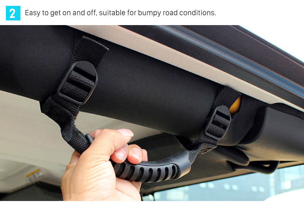 Seicane Support de nylon épais Bras de rouleau Ensemble de poignée de support latéral pour Jeep Wrangler / Véhicules universels Accessoires de voiture