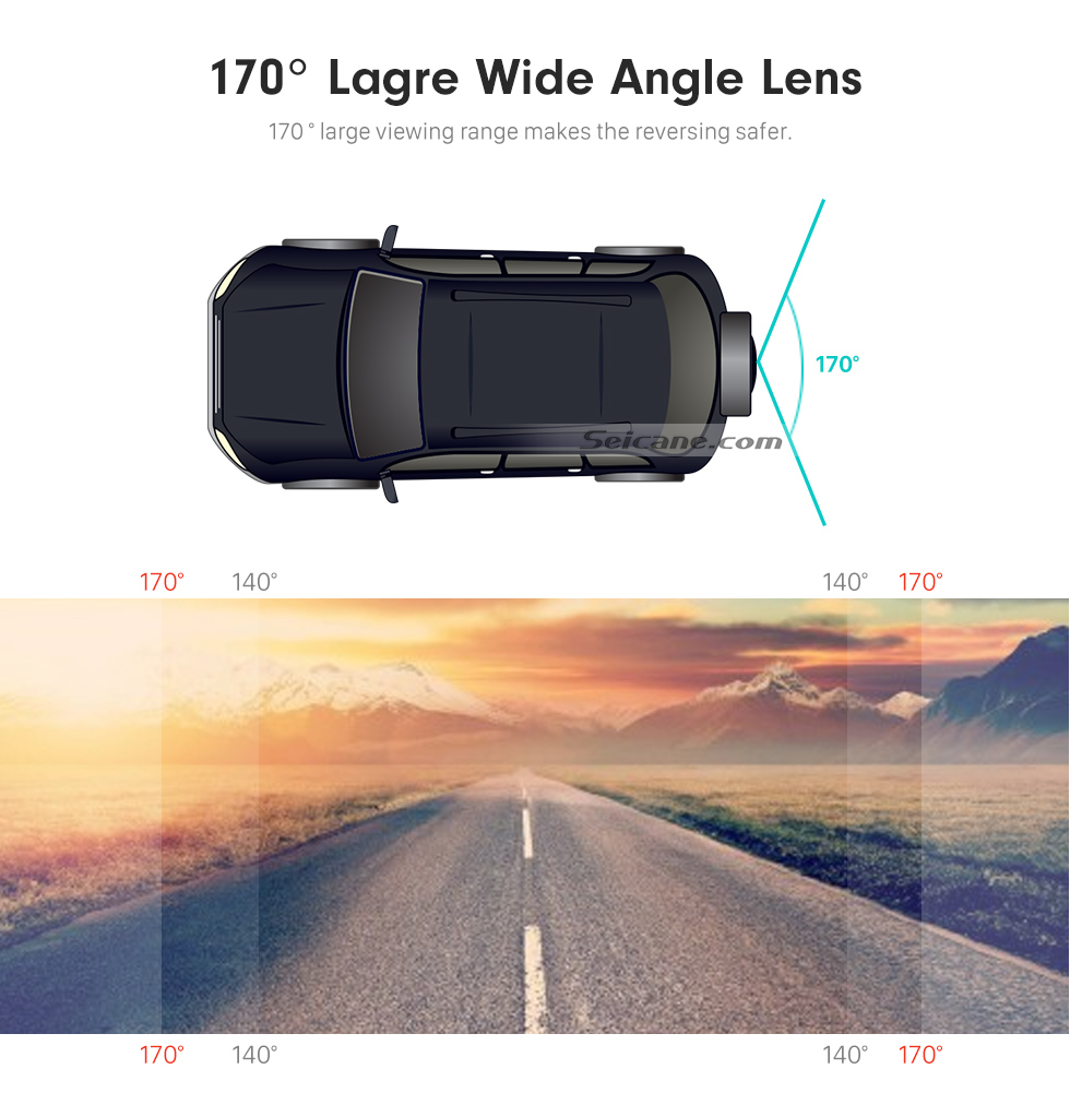 Seicane 170 grados de gran angular de visión nocturna de gran visión impermeable placa de matrícula europea universal retrovisor de copia de seguridad de aparcamiento cámara de estacionamiento de inversión del sistema de asistencia