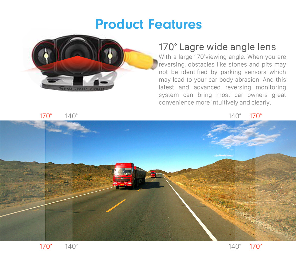 Seicane Auto-Parkassistenz-System 170 Grad Hi-Definition Farbe CCD Weitwinkel HD Backup Reversing Kamera mit wasserdichter Nachtsicht