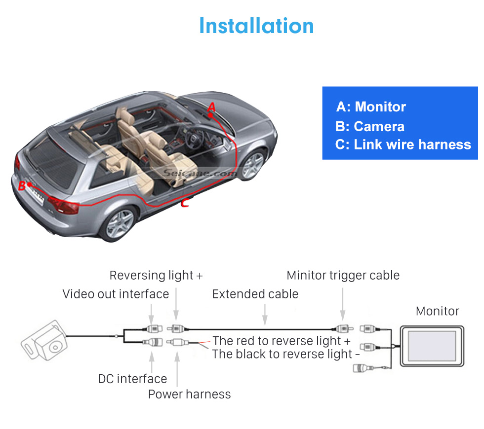 Seicane Auto-Parkassistenz-System 170 Grad Hi-Definition Farbe CCD Weitwinkel HD Backup Reversing Kamera mit wasserdichter Nachtsicht