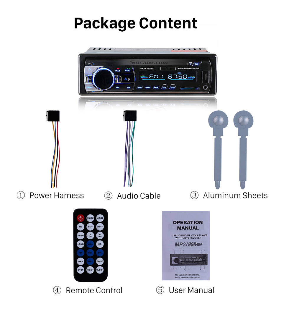 Seicane Универсальный Single Din Audio Bluetooth Handsfree Calls MP3-плеер Автомобильная FM-стереосистема с 4-канальным выходом USB SD Remote Control Aux