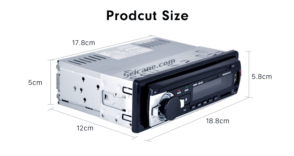 Seicane Universal Din Din Audio Llamadas manos libres Bluetooth Reproductor de MP3 Radio FM estéreo de coche con 4 canales de salida USB SD Control remoto Aux