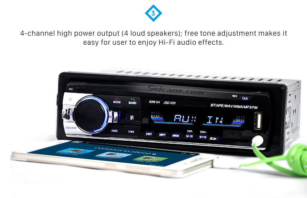 Seicane Universal Single Din Audio Bluetooth Freisprecheinrichtung MP3 Player Auto FM Stereo Radio mit 4 Kanal Ausgang USB SD Fernbedienung Aux