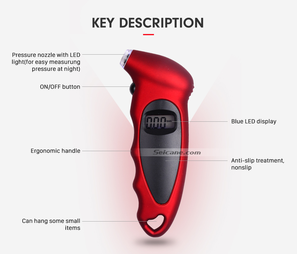 Seicane High precision Car Portable LED Luminous Digital Display Tire Pressure Gauge Electron Measuring Instrument Seicane High precision Car Portable LED Luminous Digital Display Tire Pressure Gauge Electron Measuring Instrument